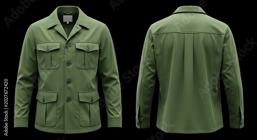 Mockup of a green color safari jacket