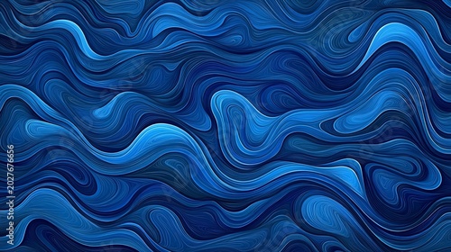Abstract blue wave pattern background with smooth flowing lines