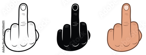 Photos Middle finger icon illustrating rude hand gesture symbol with bold minimalist flat vector style