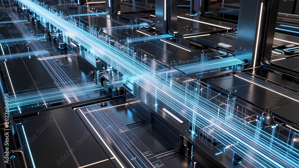 Naklejka premium Futuristic Digital Data Center Server Connection Network Background