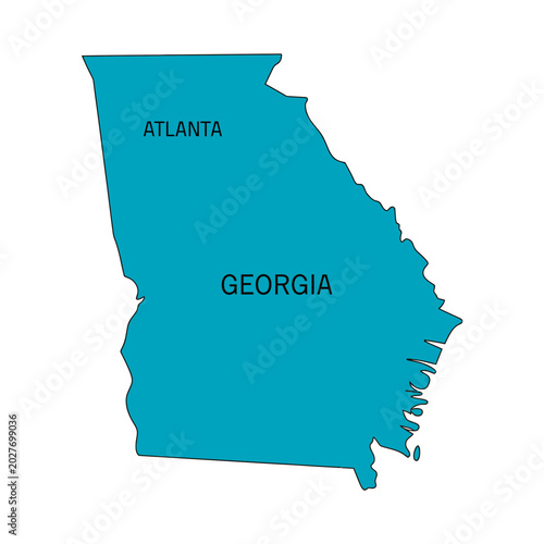 Georgia State Map Vector Illustration, USA Geographic Location Outline, American State Silhouette Design