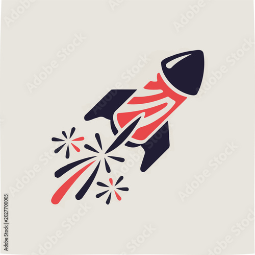Rocket, Space, Launch, Icon, Red, Black, Vector Graphic