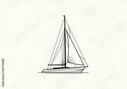 Minimalist sailboat illustration on a neutral background for design and decor