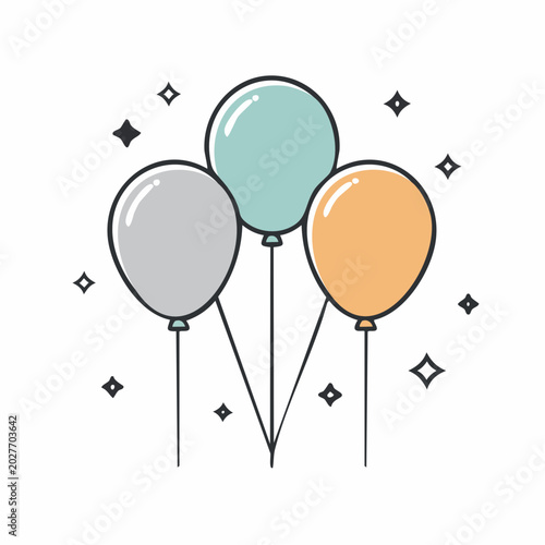 Three Balloons with Sparkles