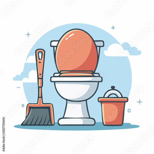 Toilet Cleaning Supplies Illustration