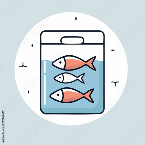 Three Fish in a Tank Illustration