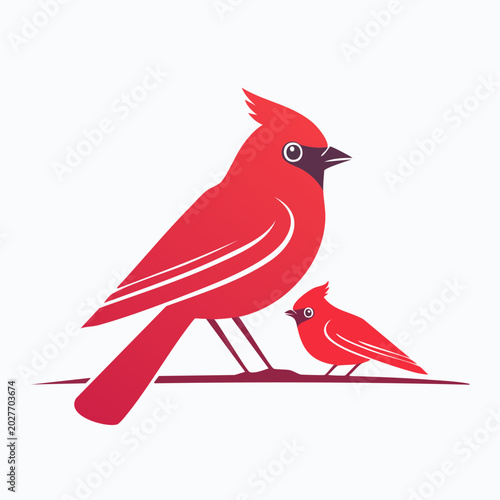 Two Red Cardinals Sitting on a Branch