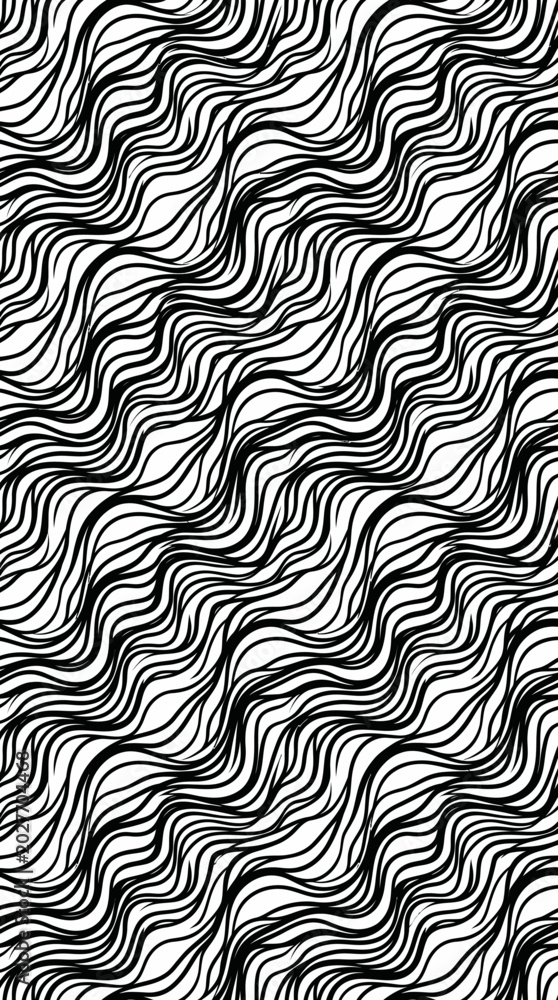 Obraz premium Abstract black and white wavy line pattern suitable for backgrounds and textures.