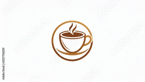 Brown coffee cup and saucer logo