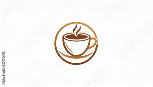 Brown coffee cup and saucer logo