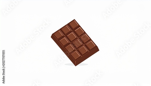 Chocolate bar with rectangular pieces isolated on white background