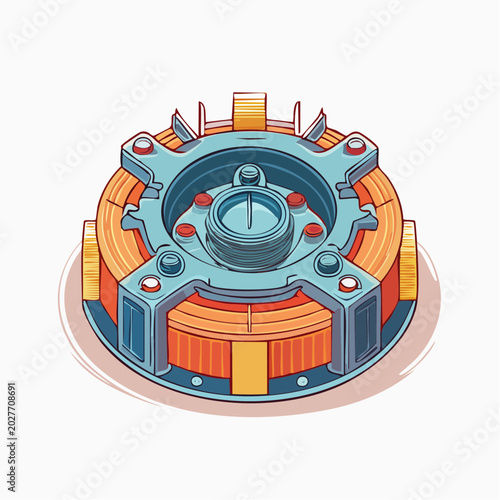 Stylized Illustration of a Futuristic Mechanical Device