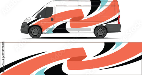Van with orange and black design 1.