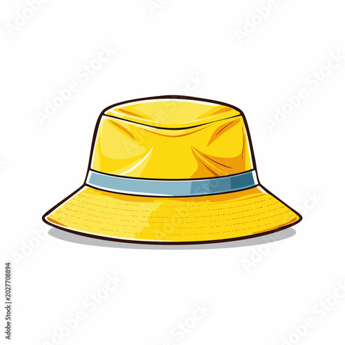 Yellow Bucket Hat with Blue Band