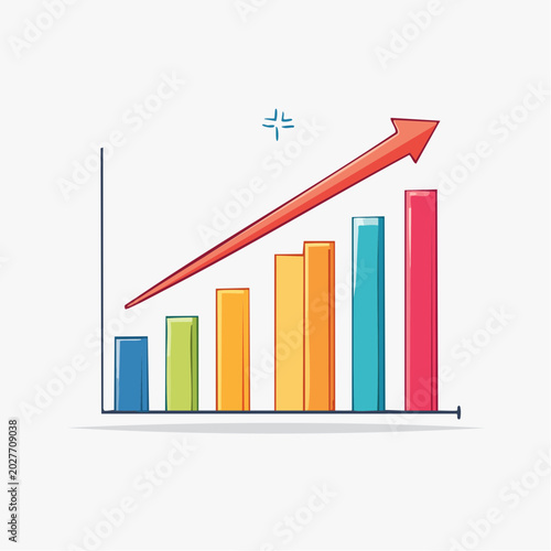 Bar Chart with Upward Trend Arrow