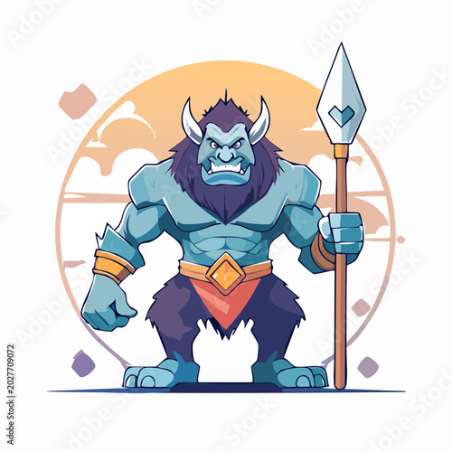 Blue Troll Warrior with Spear