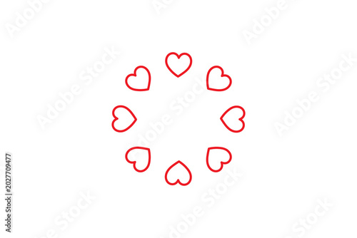 Red Heart Circle Pattern Icon Set Romantic Love Symbol Minimal Valentine Design