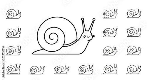 Tableau sur toile Snail illustration with multiple snails.