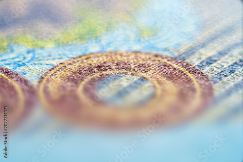 Tableau sur toile Close-up of Euro banknote highlighting detailed security features and intricate