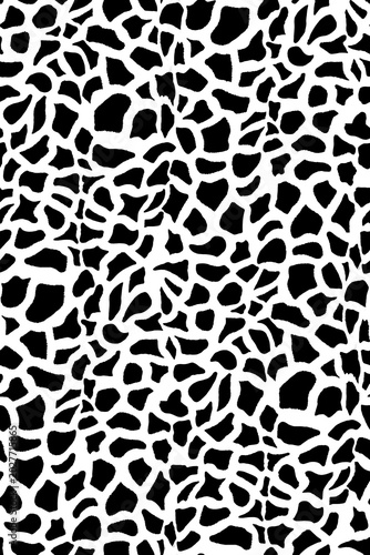 Seamless Giraffe Skin Pattern Black and White Animal Print Vector Texture