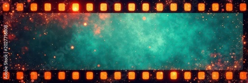 Vintage filmstrip frame with grunge texture Retro movie background , faded, graphic