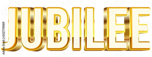 Jubilee bold 3d text effect typography illustration with shiny glossy gold color theme