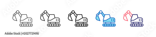 Construction Vehicle Icon In 5 Different Styles Set Collection.   