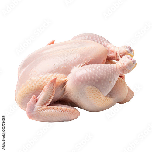 Whole raw chicken meat on clean surface isolated on transparent background