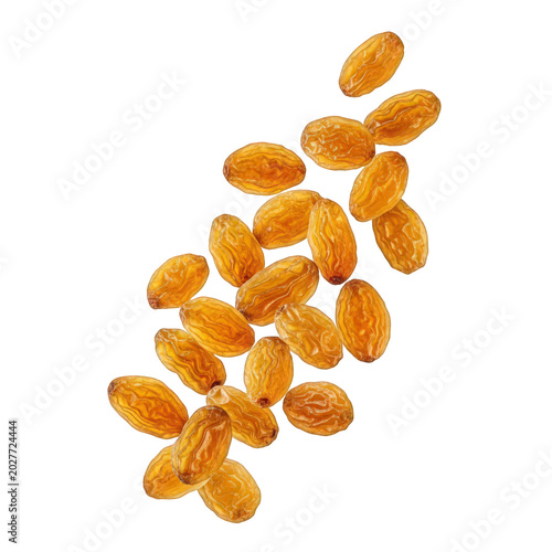 Scattered whole almonds on clean surface isolated on transparent background