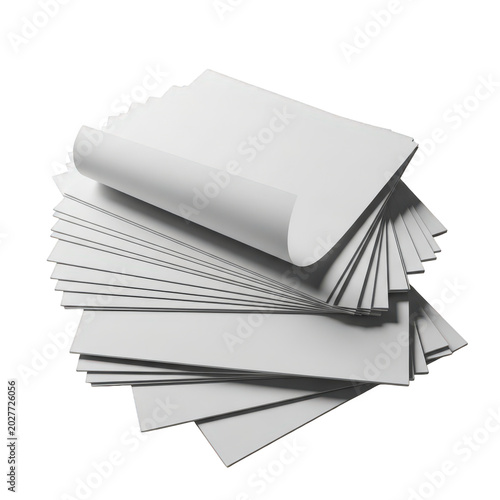 Stack of folded paper documents on a table isolated on transparent background