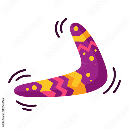 Tableau sur toile traditional native boomerang hunting weapon historical artefact flat color vecto