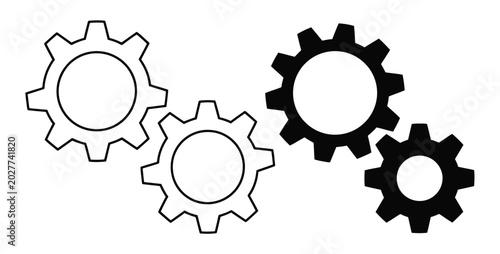 Bild auf Leinwand Cogwheel gears pictogram vector illustration featuring two mechanical gear symbols for engineering and industrial design concepts