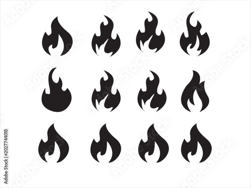 Fotografie vector illustration of a set of fire