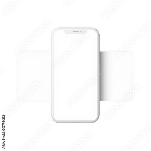 Minimalist smartphone mockup with clean edge design and blank screen transparent background