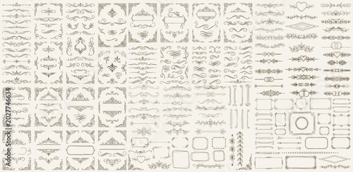 Cuadro en lienzo Mega collection of vector hand drawn flourishes for design