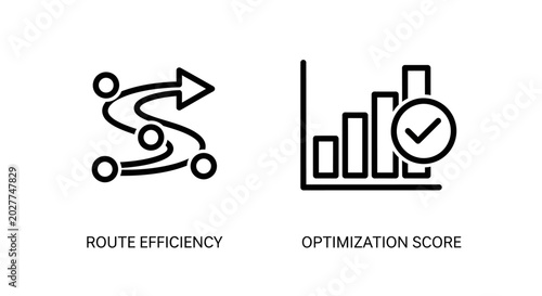 Cuadro en lienzo Route efficiency and optimization score business icons with efficiency, planning