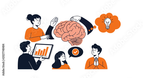 Business people thinking creatively together.