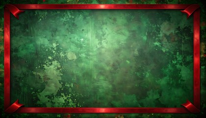A green background with a red metallic frame