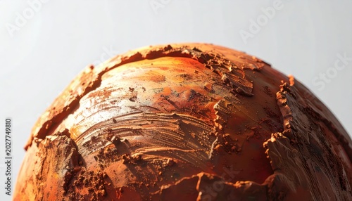 Close-up of a Rusty Metal Sphere with Textured Surface.