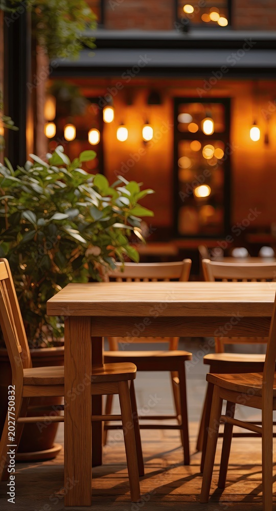 Fototapeta premium Cozy cafe interior with warm lighting