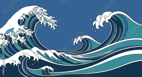 Fotografie Large Ocean Wave Crashing Water.