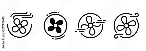 Photos Ventilation fan line icon set, outline vector collection for HVAC systems, air c