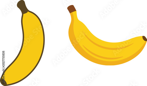 Single banana and a bunch of bananas illustration