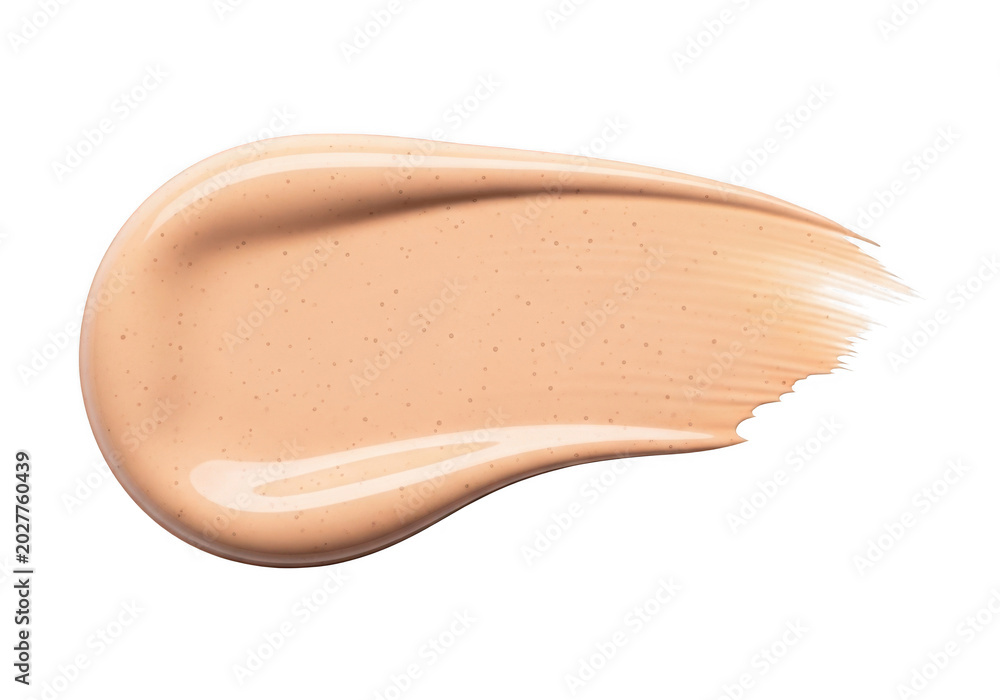 Fototapeta premium Smooth beige eyeshadow swatch on finger