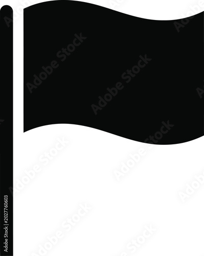 Schilderij op canvas Black flag waving on a pole isolated on transparent background symbol of defianc