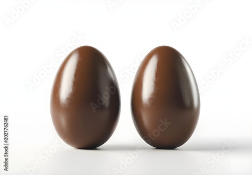 Two Chocolate Eggs on White Background