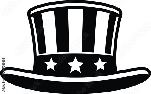 Tableau sur toile Black and white illustration of uncle sam's hat isolated on transparent backgrou