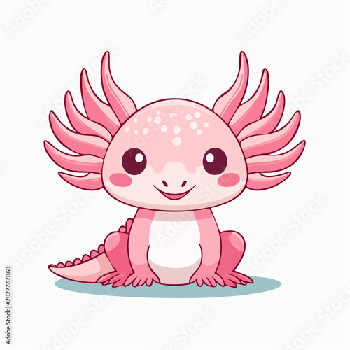 Cute Pink Axolotl Cartoon Character