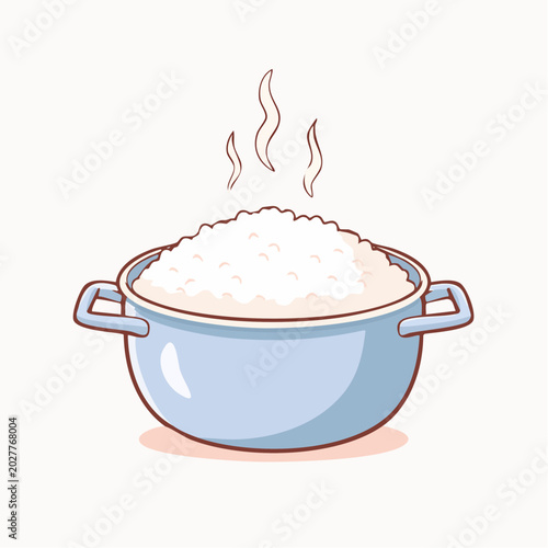 Steaming Pot of Cooked Rice