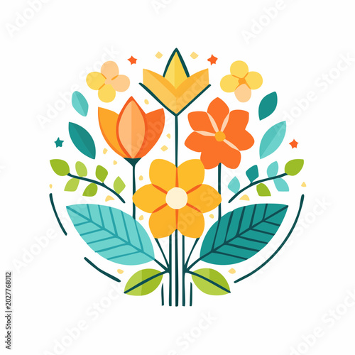 Stylized Floral Arrangement in a Circle